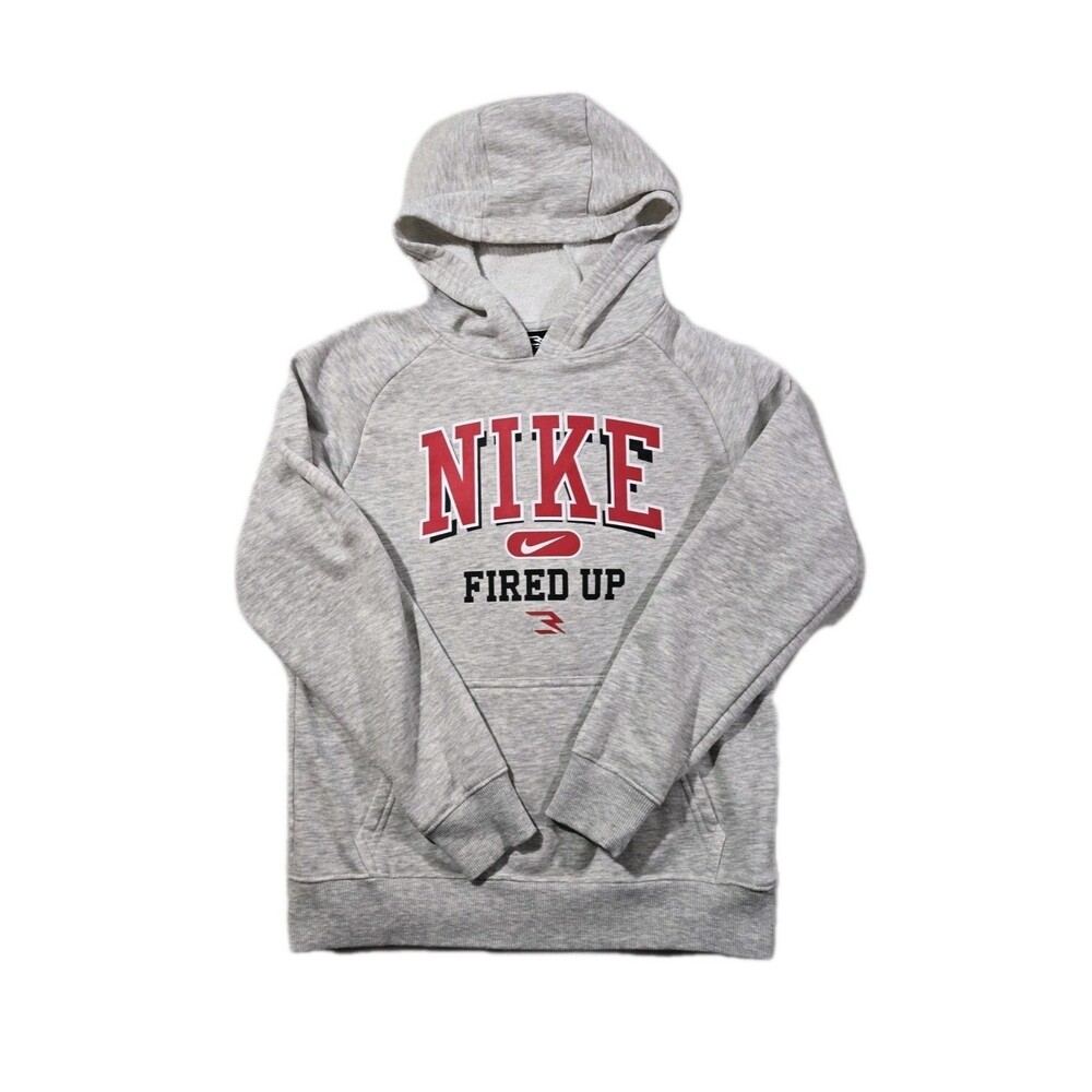 Boys Nike 3Brand Pullover Hoodie Fired Up Gray Medium 10/12